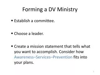 Forming a DV Ministry