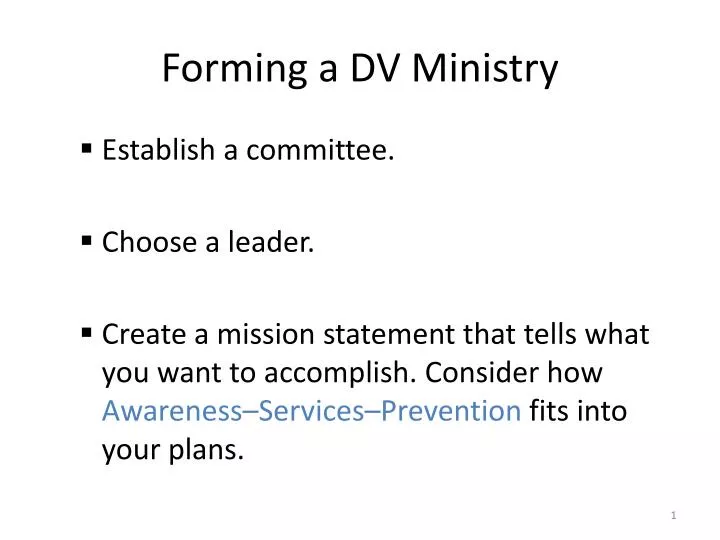 forming a dv ministry