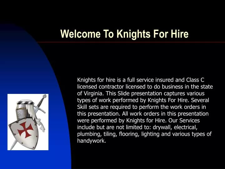 welcome to knights for hire