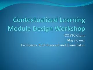 Contextualized Learning Module Design Workshop