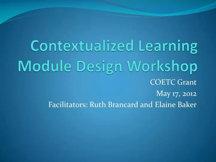 contextualized learning module design workshop
