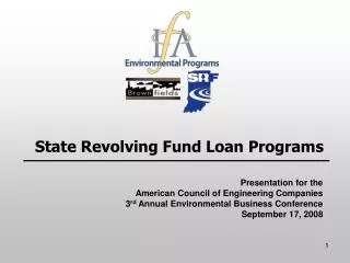 State Revolving Fund Loan Programs