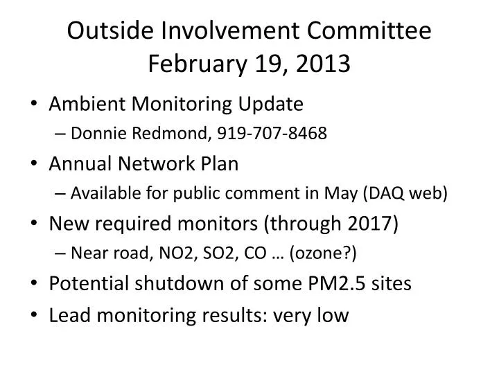 outside involvement committee february 19 2013