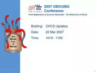 Briefing:	CHCS Updates Date:	22 Mar 2007 Time:	1010 - 1100