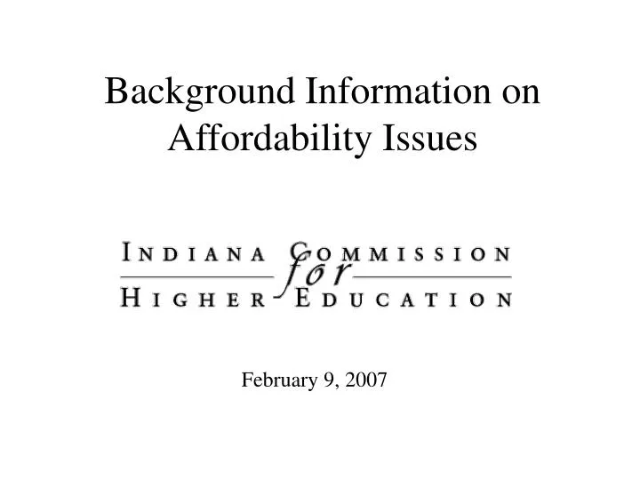 background information on affordability issues