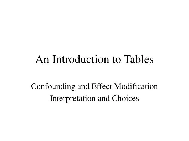 an introduction to tables