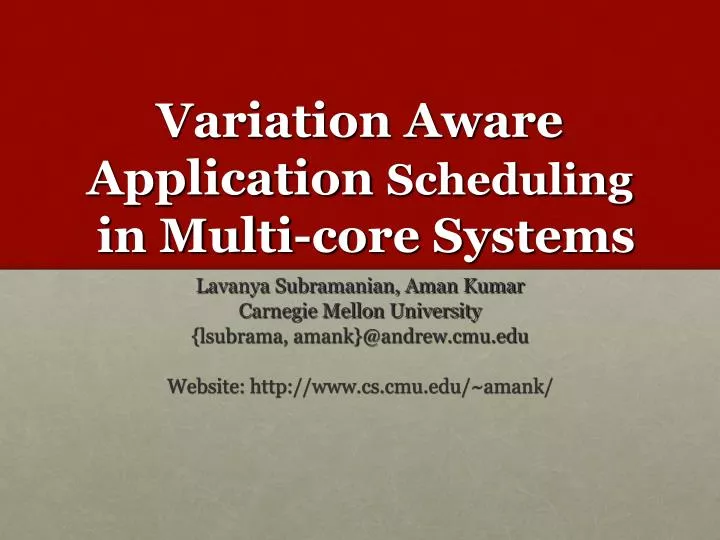 variation aware application scheduling in multi core systems