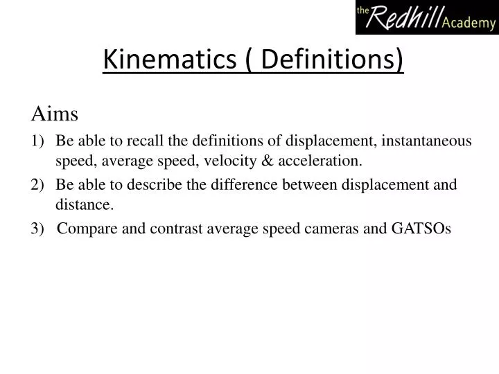 kinematics definitions