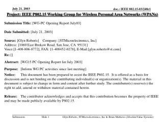 Project: IEEE P802.15 Working Group for Wireless Personal Area Networks (WPANs)