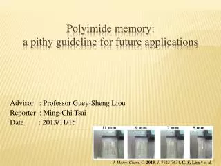 Polyimide memory: a pithy guideline for future applications
