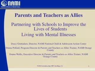 Parents and Teachers as Allies Partnering with Schools to Improve the Lives of Students