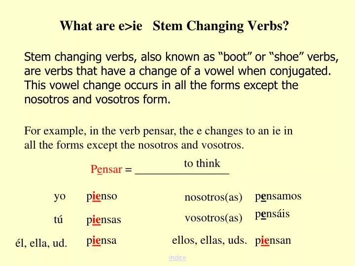 what are e ie stem changing verbs
