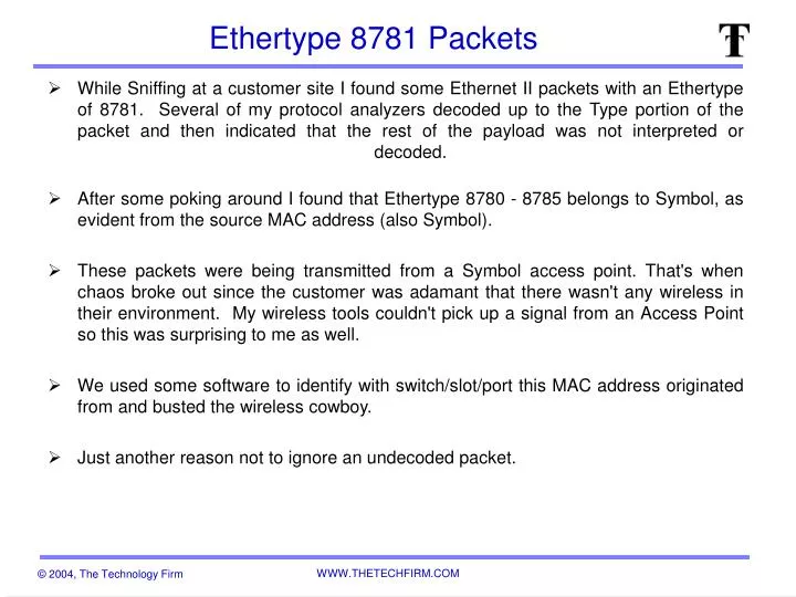 ethertype 8781 packets