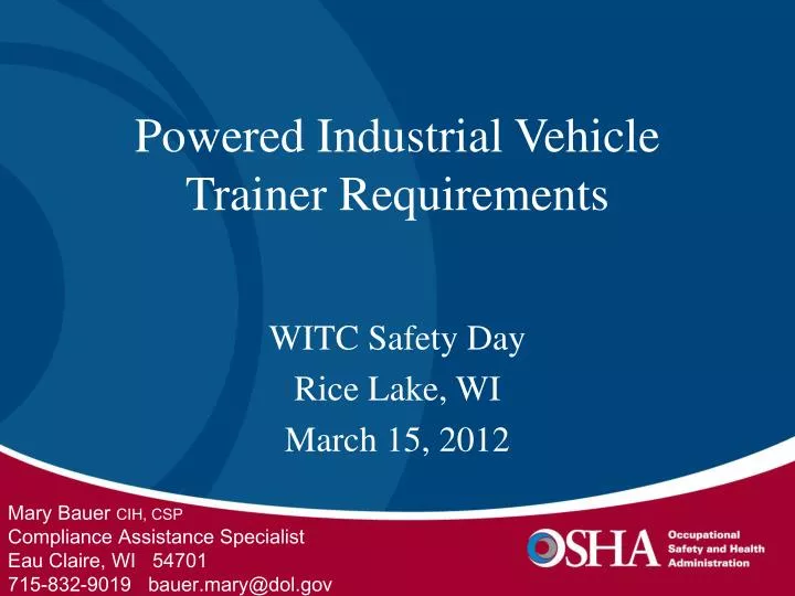 powered industrial vehicle trainer requirements