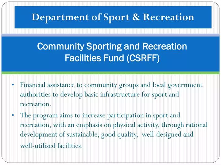 community sporting and recreation facilities fund csrff