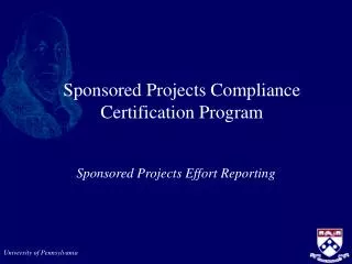 Sponsored Projects Compliance Certification Program