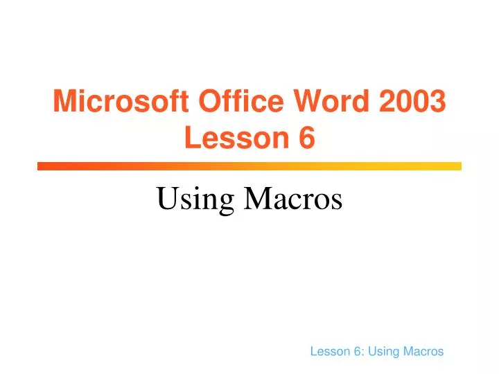 microsoft office word 2003 lesson 6