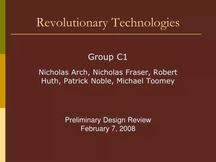 revolutionary technologies
