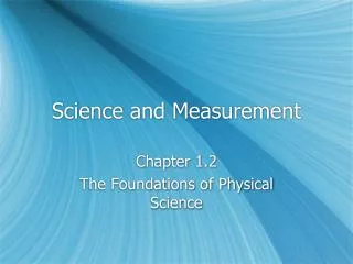 Science and Measurement