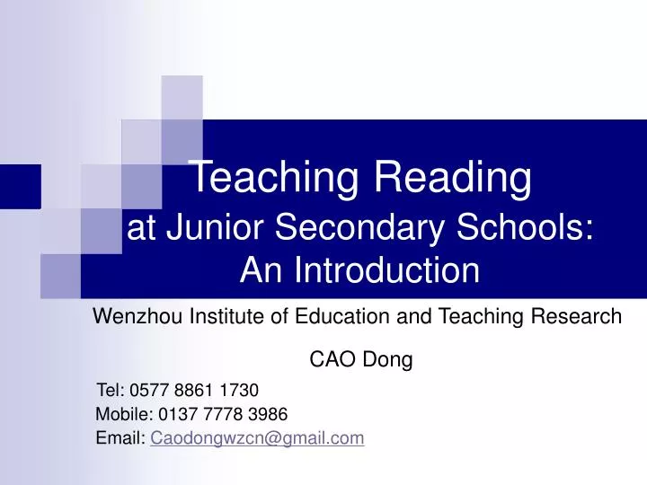 teaching reading at junior secondary schools an introduction