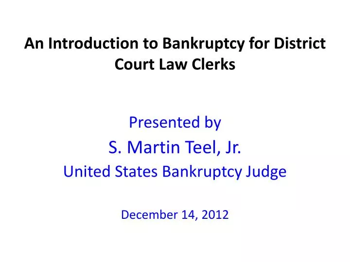 an introduction to bankruptcy for district court law clerks