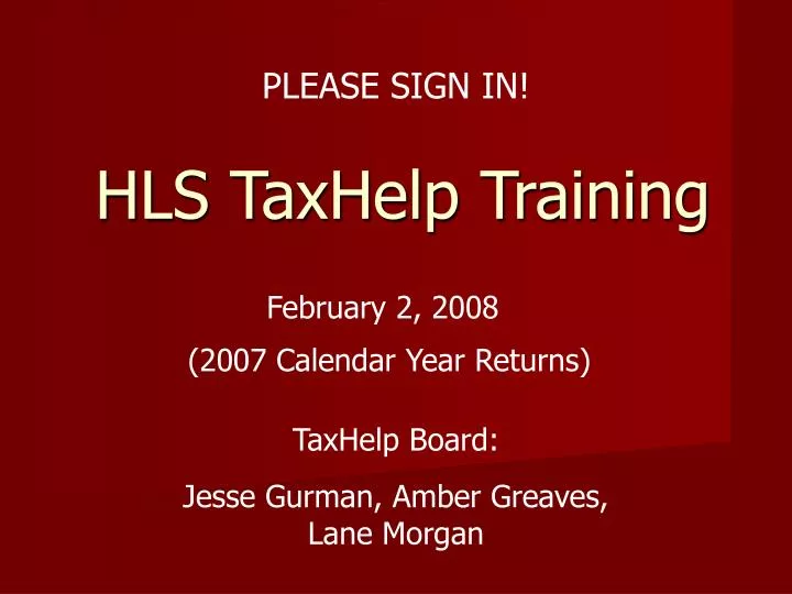 hls taxhelp training