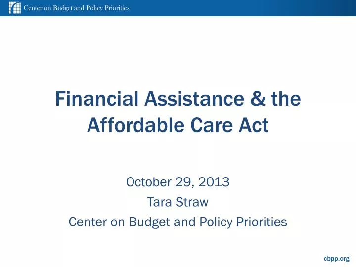 financial assistance the affordable care act