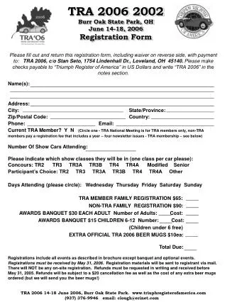 TRA 2006 Registration Form