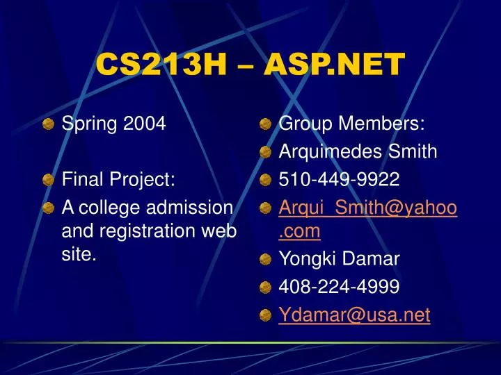 cs213h asp net