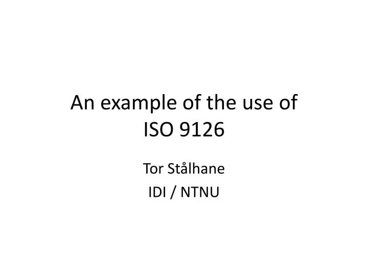 an example of the use of iso 9126