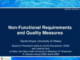 Non-Functional Requirements and Quality Measures