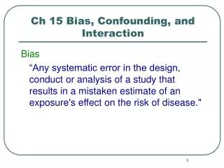 Ch 15 Bias, Confounding, and Interaction
