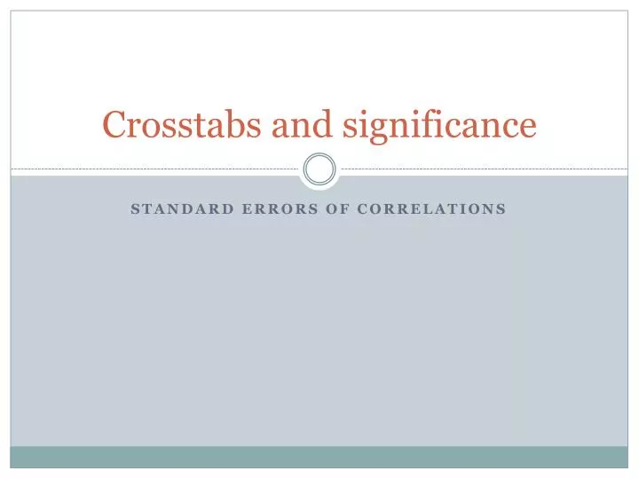 crosstabs and significance