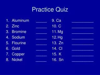 Practice Quiz