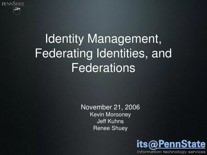 identity management federating identities and federations