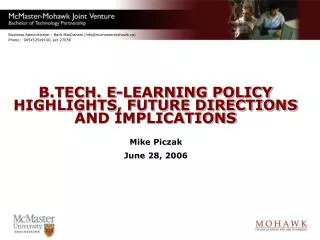 B.TECH. E-LEARNING POLICY HIGHLIGHTS, FUTURE DIRECTIONS AND IMPLICATIONS