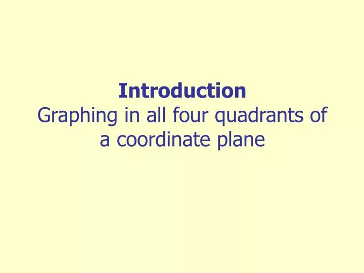 introduction graphing in all four quadrants of a coordinate plane
