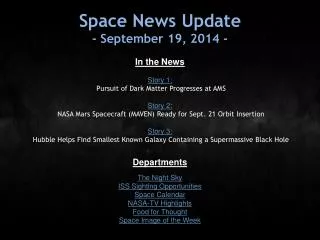 Space News Update - September 19, 2014 -