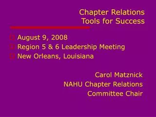 Chapter Relations Tools for Success