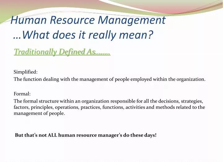 human resource management what does it really mean