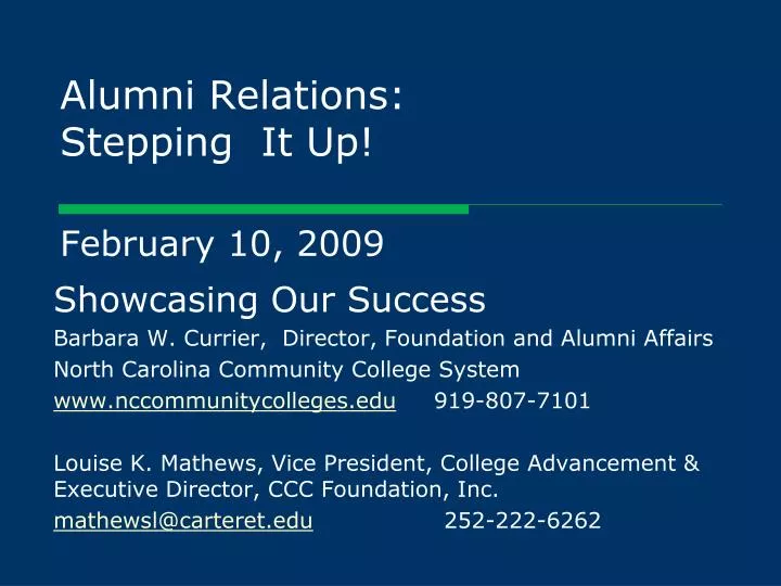 alumni relations stepping it up february 10 2009