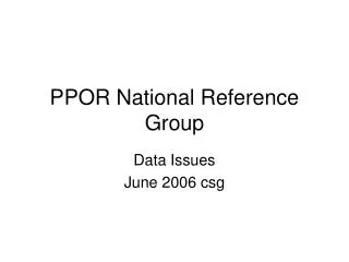 PPOR National Reference Group