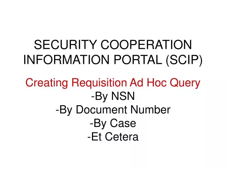 security cooperation information portal scip