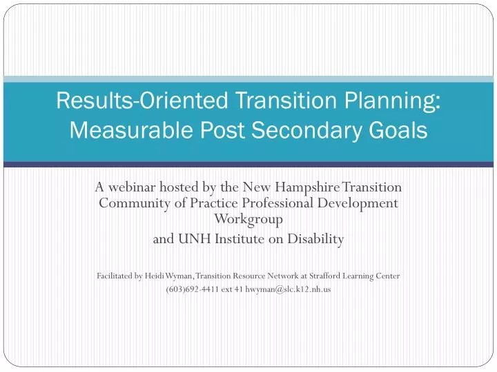 results oriented transition planning measurable post secondary goals