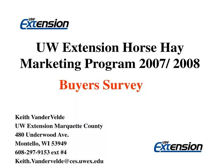uw extension horse hay marketing program 2007 2008