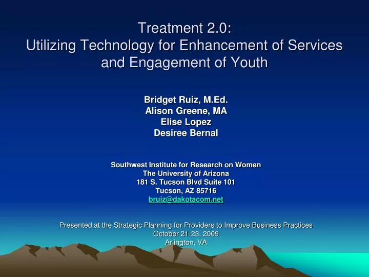 treatment 2 0 utilizing technology for enhancement of services and engagement of youth