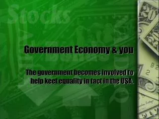 Government Economy &amp; you