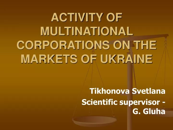 activity of multinational corporations on the markets of ukraine