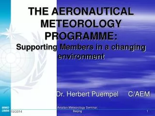THE AERONAUTICAL METEOROLOGY PROGRAMME: Supporting Members in a changing environment