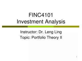 FINC4101 Investment Analysis